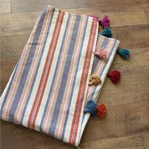 Striped Blanket with Colorful Tassels